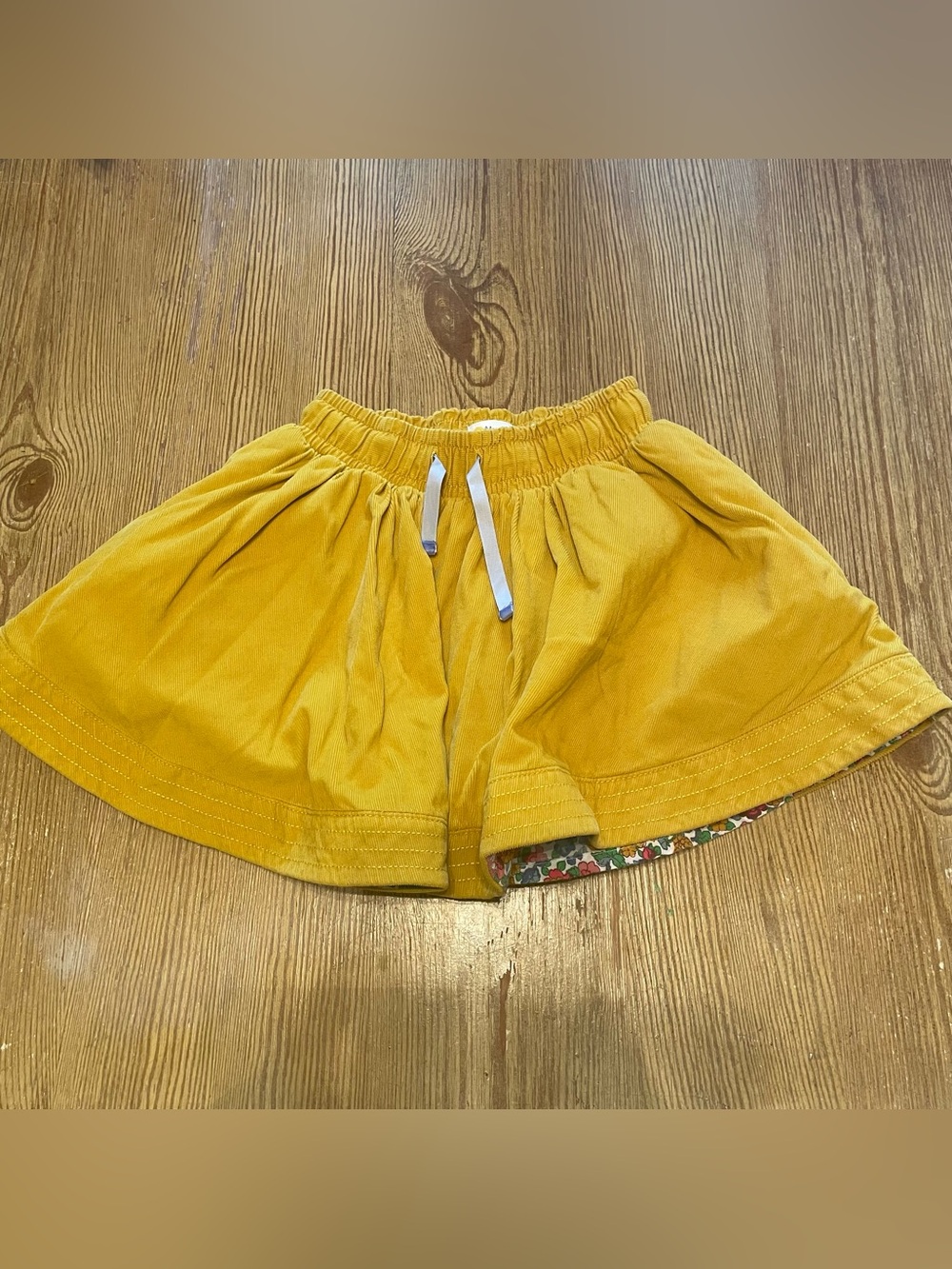 Mini Boden Yellow Corduroy Floral Lined Skirt 5/6